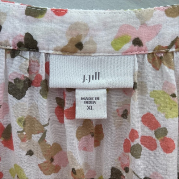J. Jill Floral Peasant Blouse in Pink, Olive & Coral - Picture 2 of 14
